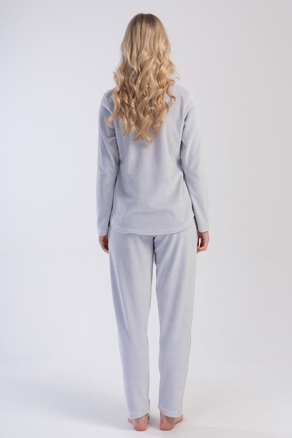 Woman Velvet O Neck Pyjama Set