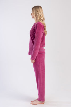 KADIN KADIFE XXL UZUN KOL PIJAMA TAKIM 403090 - Vienetta1.GrupVIOLET