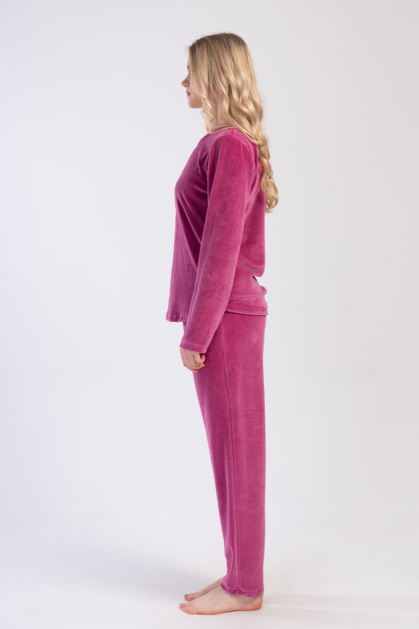 KADIN KADIFE XXL UZUN KOL PIJAMA TAKIM 403090 - Vienetta1.GrupVIOLET