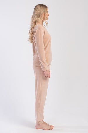 Woman Velvet Bellie Pocket Detail Pyjama Set