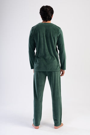 Man Velvet Silver Pıne Pyjama Set