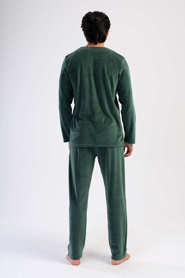 Man Velvet Silver Pıne Pyjama Set