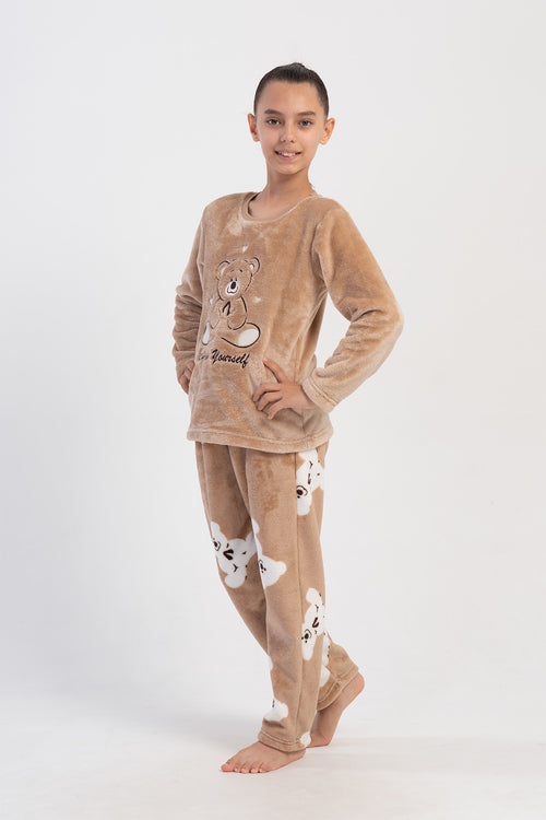 KIZ COCUK SOFT UZUN KOL PIJAMA TAKIM(7 - 8/13 - 14) 403125 - Vienetta1.GrupBEJ