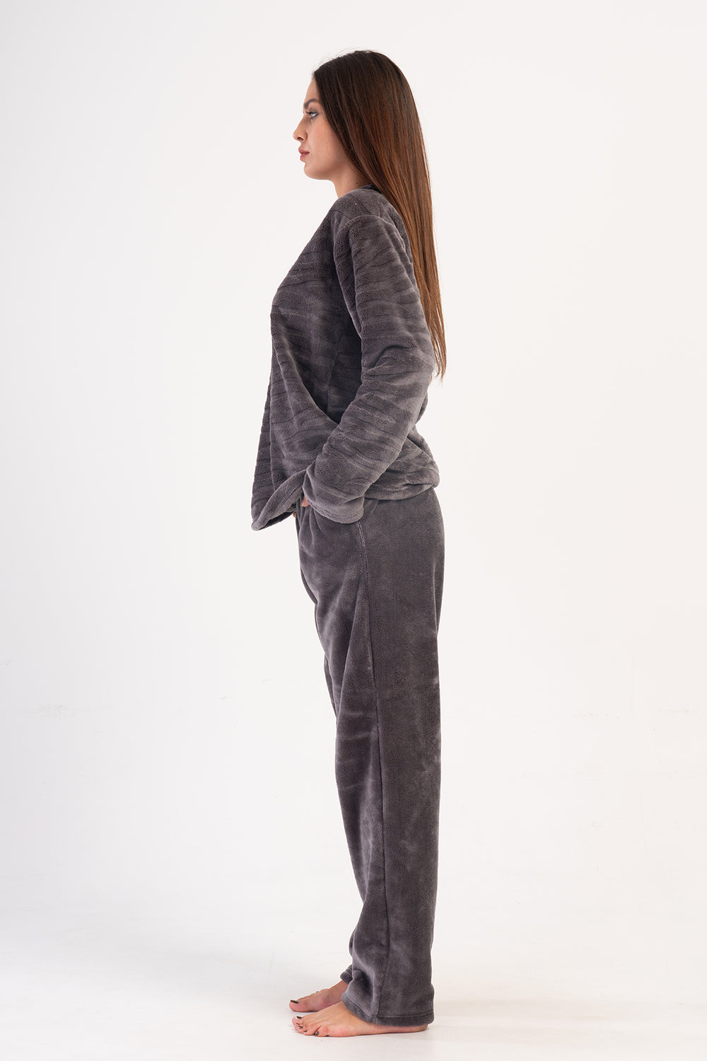 Woman Soft Fleece Anthracite Pyjama Set