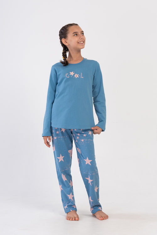 KIZ COCUK PIJAMA TAKIM 2IPLIK 403134 - Vienetta1.GrupAÇIK LACIVERT