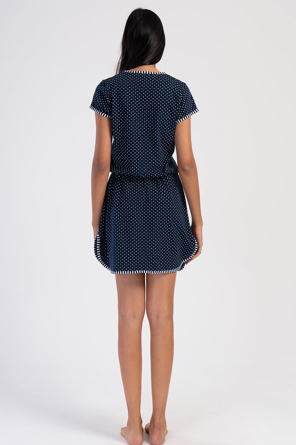 KADIN TAMAMI DUGMELI KISA KOL TUNIK 403147 - Vienetta1.GrupY.LACIVERT