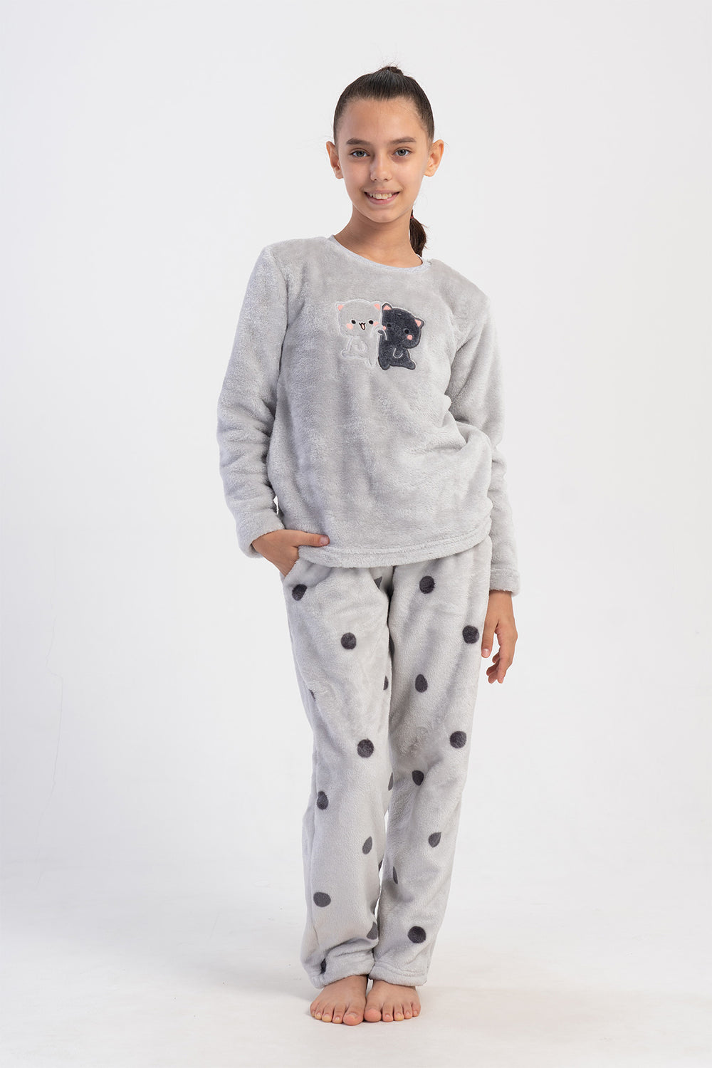 KIZ COCUK SOFT UZUN KOL PIJAMA TAKIM(7 - 8/15 - 16) 403154 - Vienetta1.GrupGRI