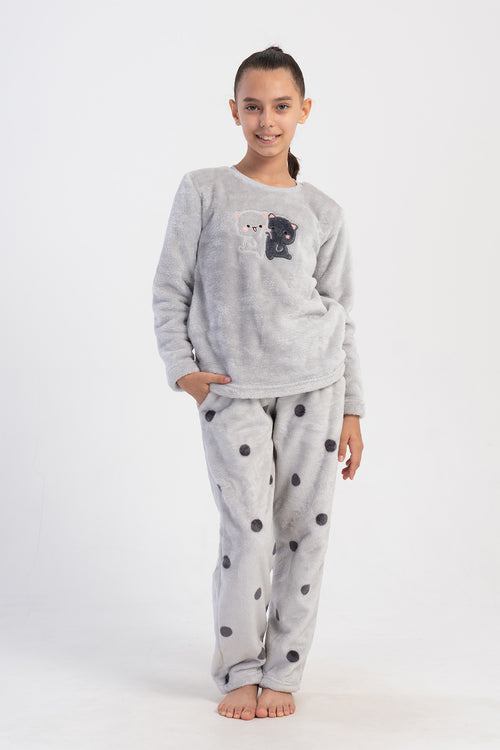 KIZ COCUK SOFT UZUN KOL PIJAMA TAKIM(7 - 8/15 - 16) 403154 - Vienetta1.GrupGRI