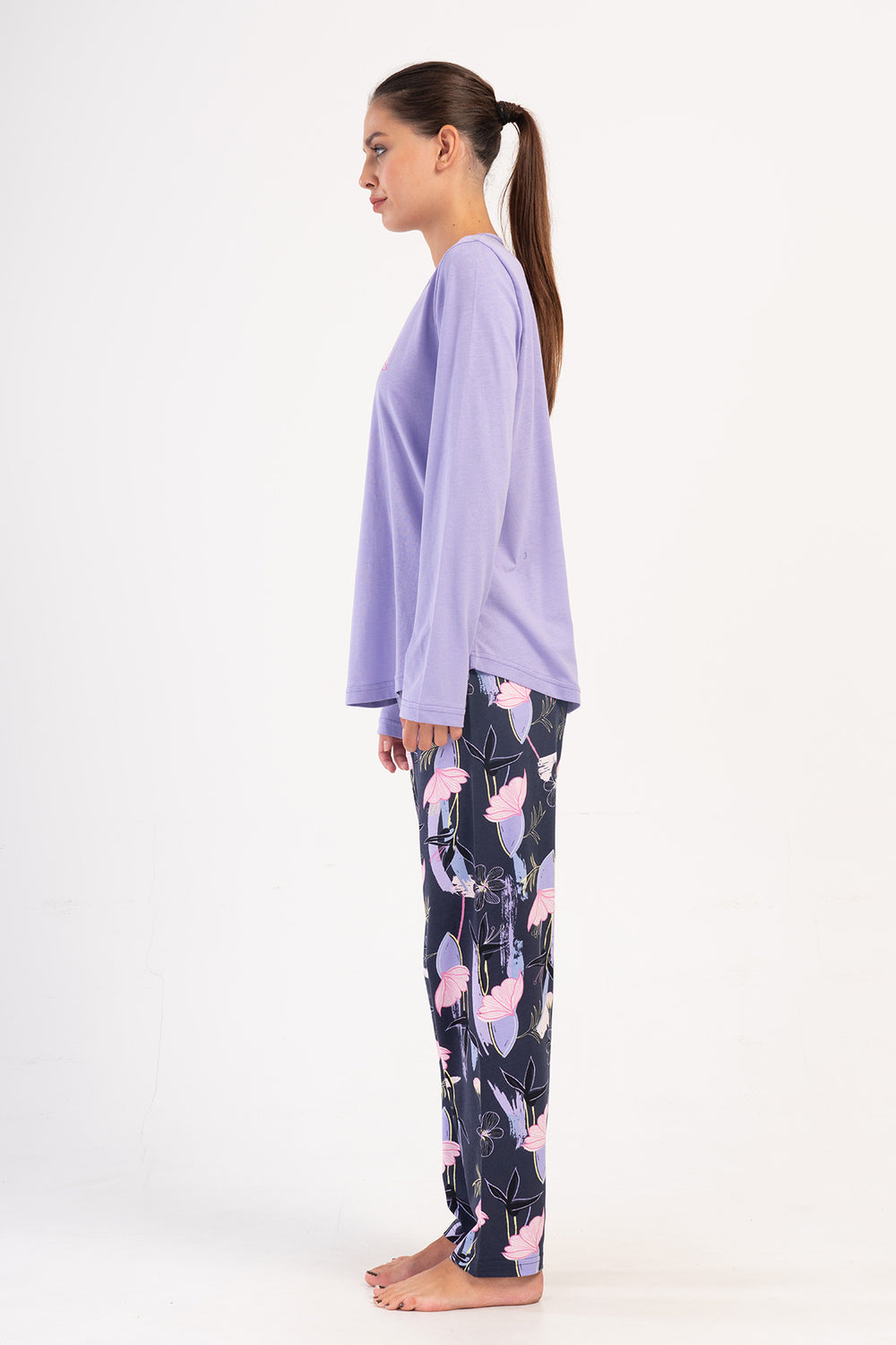 KADIN SUPREM BATTAL XXL UZUN KOL PIJAMA TAKIM 403162 - Vienetta1.GrupLEYLAK