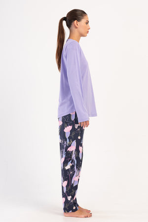 KADIN SUPREM BATTAL XXL UZUN KOL PIJAMA TAKIM 403162 - Vienetta1.GrupLEYLAK