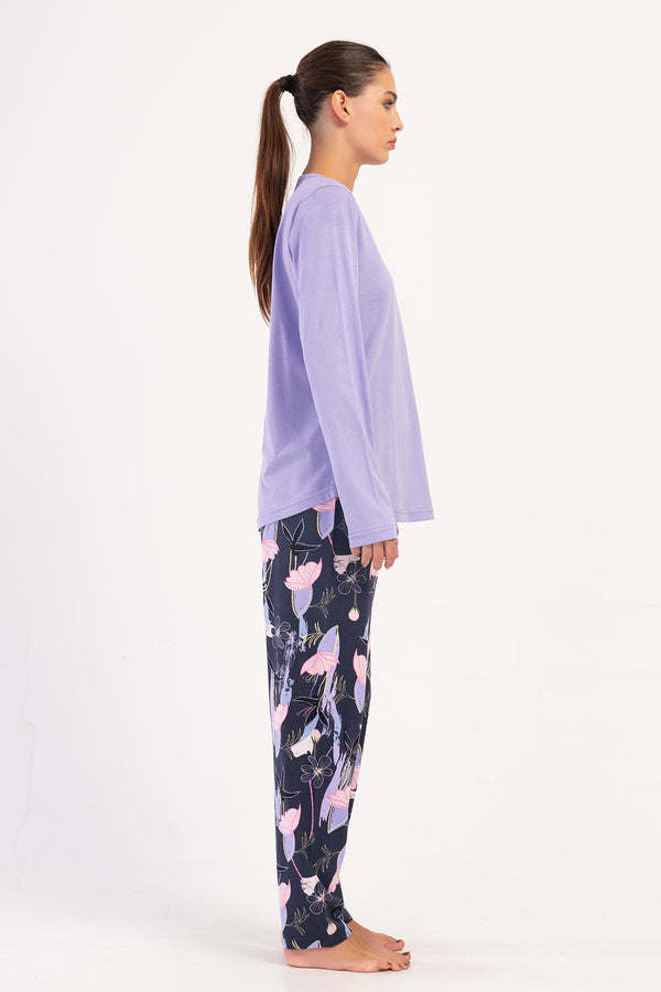 KADIN SUPREM BATTAL XXL UZUN KOL PIJAMA TAKIM 403162 - Vienetta1.GrupLEYLAK