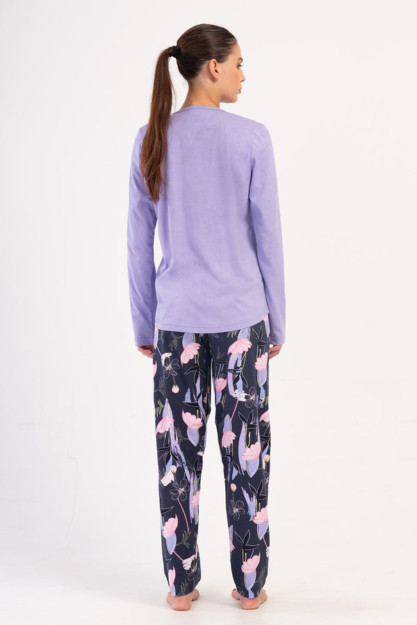 KADIN SUPREM BATTAL XXL UZUN KOL PIJAMA TAKIM 403162 - Vienetta1.GrupLEYLAK