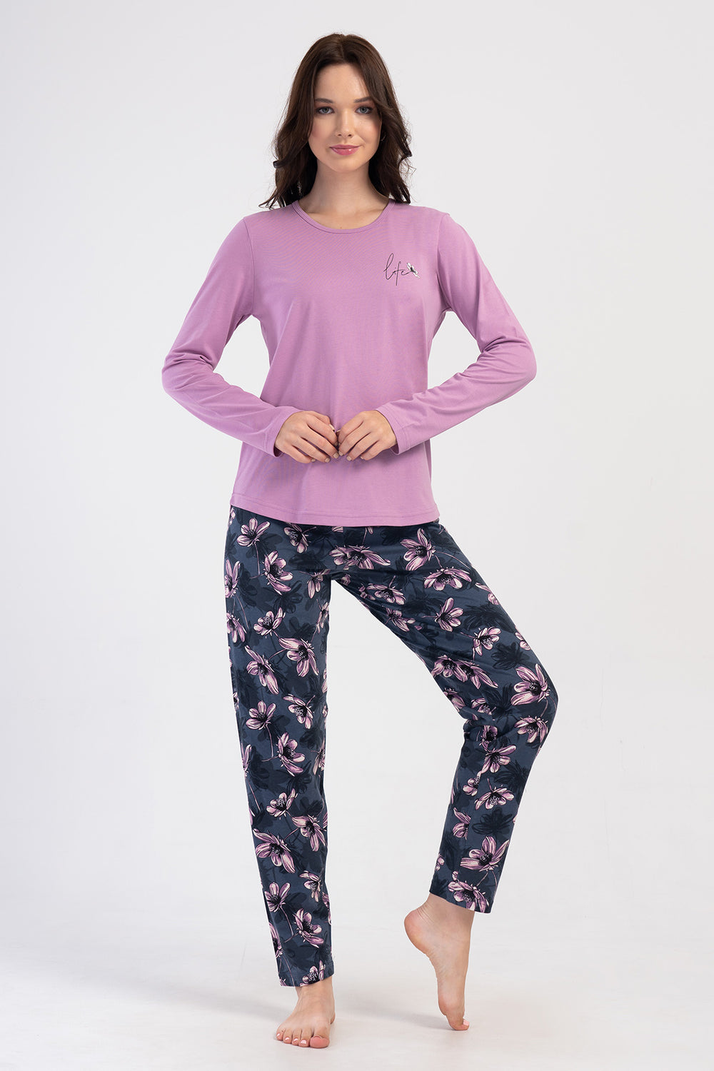 KADIN SUPREM UZUN KOL PIJAMA TAKIM 403165 - Vienetta1.GrupPINK