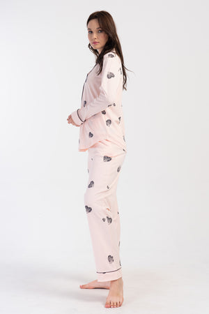 KADIN P.SUPREM GOMLEK YAKA TAMAMI DUGMELI UZUN KOL ETEGI OVAL CEPLI PIJAMA TAKIM - Vienetta1.Grup3565PINK