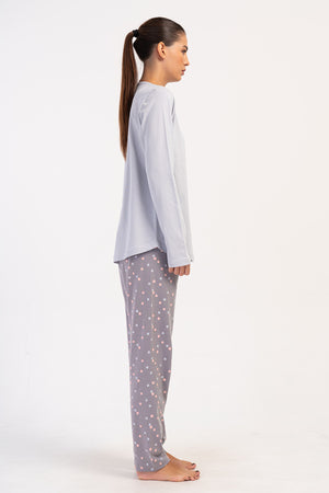 Woman Supreme Big Size Gray Butterfly Pyjama Set