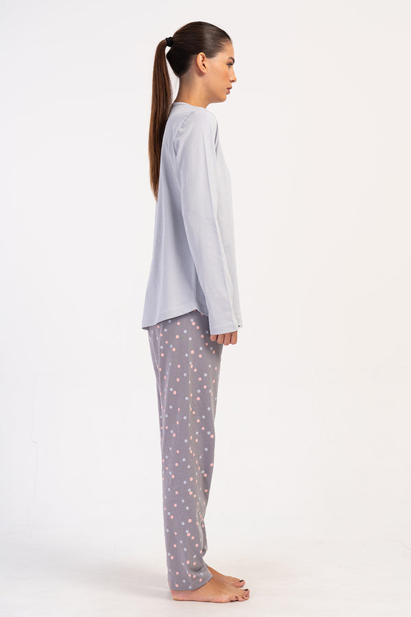 Woman Supreme Big Size Gray Butterfly Pyjama Set