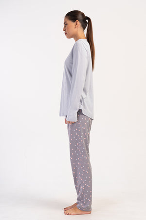 Woman Supreme Big Size Gray Butterfly Pyjama Set