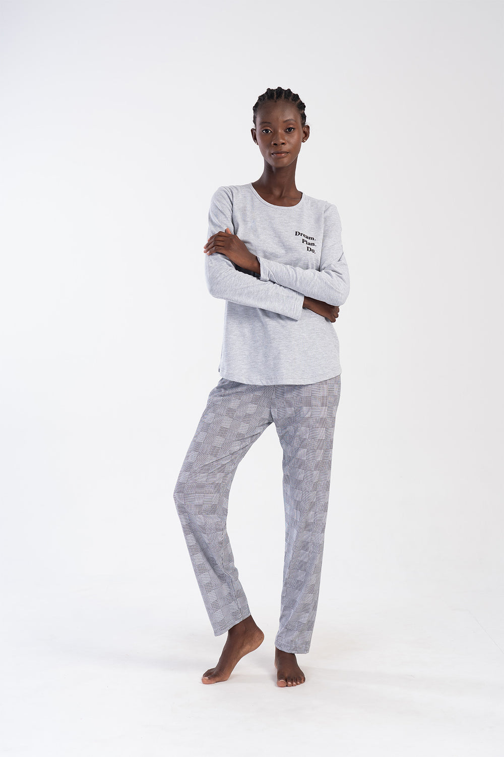 KADIN SUPREM BATTAL XXL UZUN KOL PIJAMA TAKIM 403201 - Vienetta1.GrupGRAY MELANGE