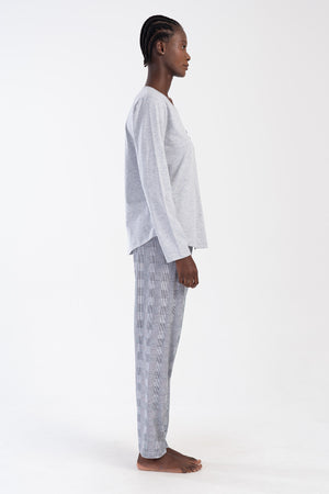 KADIN SUPREM BATTAL XXL UZUN KOL PIJAMA TAKIM 403201 - Vienetta1.GrupGRAY MELANGE