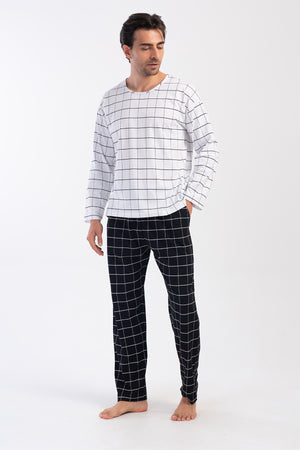 ERKEK SUPREM UZUN KOL PIJAMA TAKIM 403264 - Vienetta1.GrupKIRIK BEYAZ
