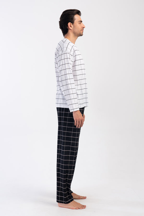 Man Dirty White O Neck Pyjama Set