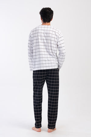 Man Dirty White O Neck Pyjama Set