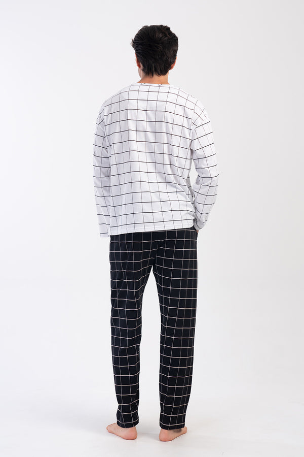 Man Dirty White O Neck Pyjama Set