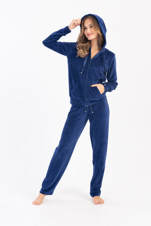 Woman Velvet Zipper & Pocket Detail Tracksuit