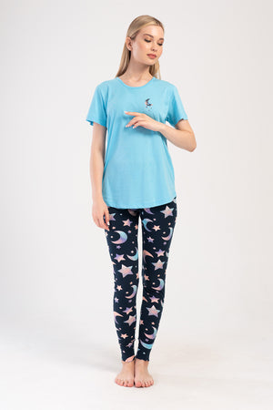 KADIN LYC SUPREM KISA KOL TAYT PIJAMA TAKIM 403276 - Vienetta1.GrupMAVI