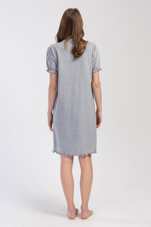 KADIN HAMILE DUGMELI KISA KOL TUNIK 403277 - Vienetta1.GrupGRAY MELANGE