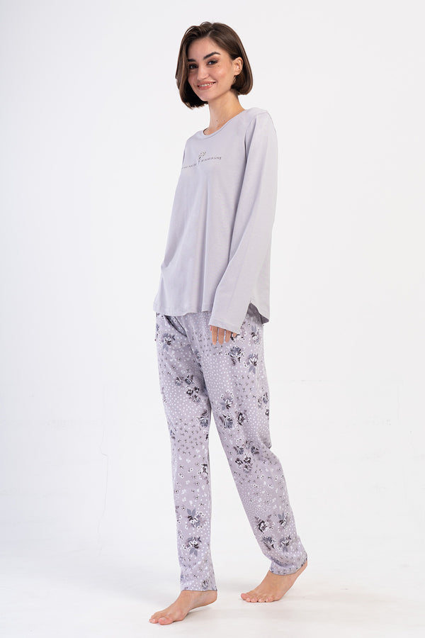 KADIN SUPREM BATTAL XXL UZUN KOL PIJAMA TAKIM 403282 - Vienetta1.GrupTAS