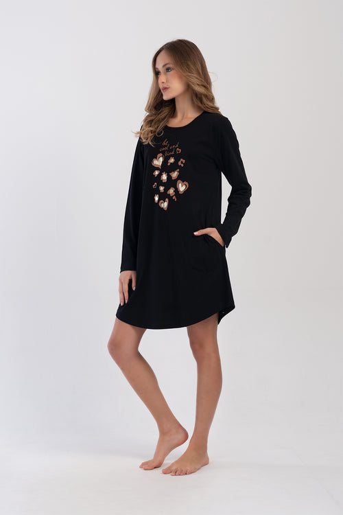 KADIN SUPREM BATTAL XXL UZUN KOL TUNIK 403318 - Vienetta1.GrupSIYAH