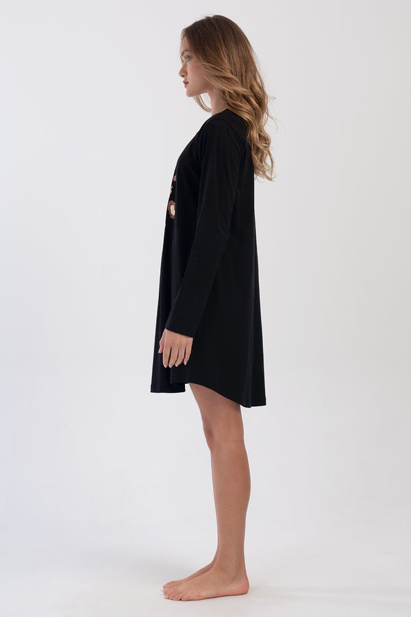 KADIN SUPREM BATTAL XXL UZUN KOL TUNIK 403318 - Vienetta1.GrupSIYAH