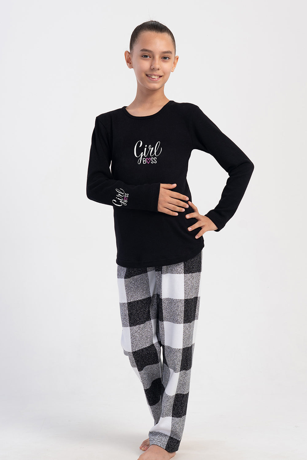 KIZ COCUK INTERLOK UZUN KOL PIJAMA TAKIM(7 - 8/13 - 14) 403352 - Vienetta1.GrupSIYAH