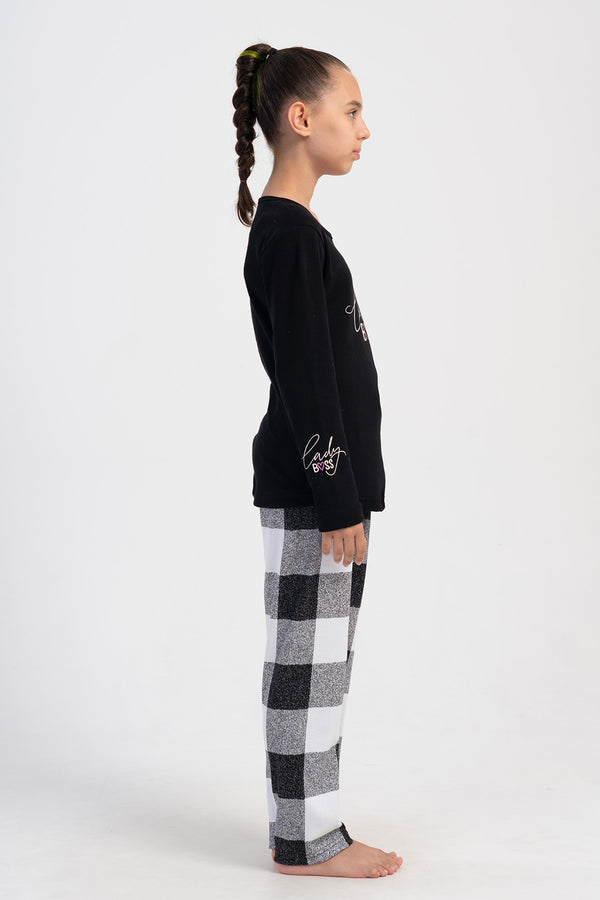 KIZ COCUK INTERLOK UZUN KOL PIJAMA TAKIM(7 - 8/13 - 14) 403352 - Vienetta1.GrupSIYAH
