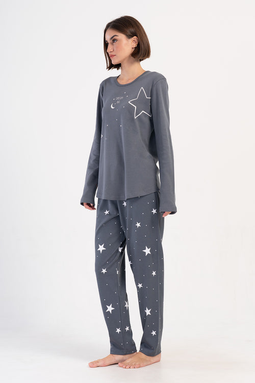 Woman Fume Interlock O Neck Long Sleeve Pyjama Set