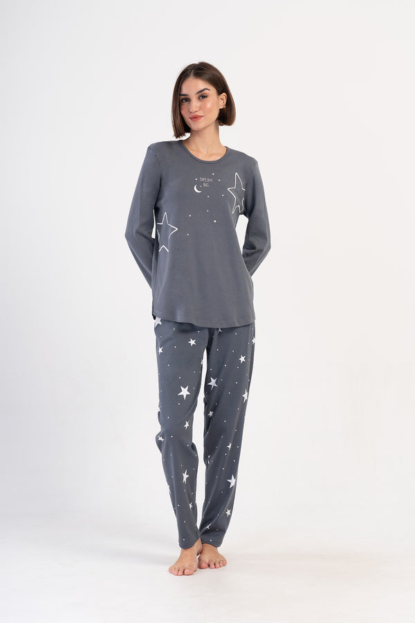 KADIN INTERLOK XXL UZUN KOL PIJAMA TAKIM 403357 - Vienetta1.GrupFUME