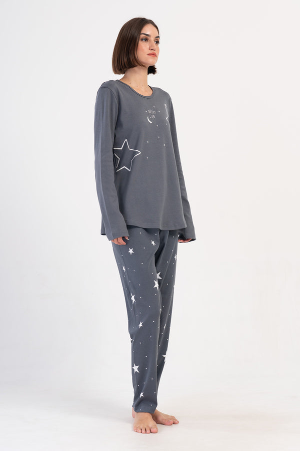 Woman Fume Interlock O Neck Long Sleeve Pyjama Set