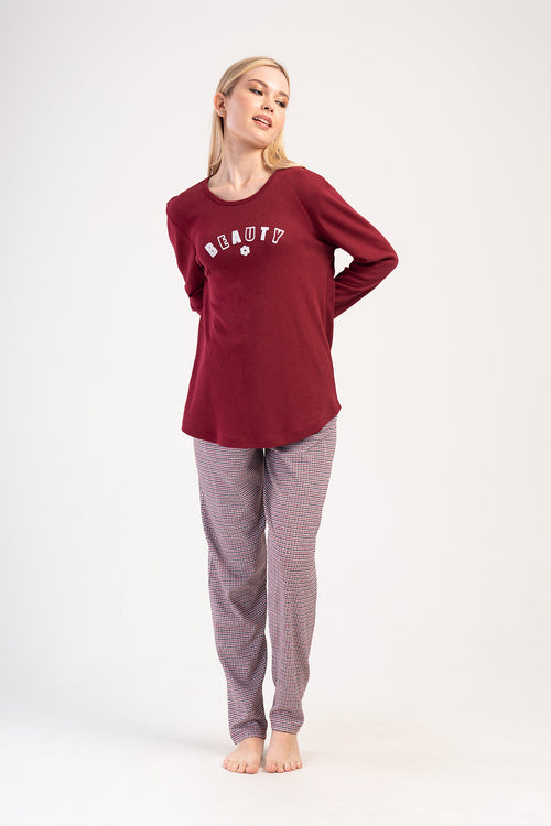 KADIN INTERLOK XXL UZUN KOL PIJAMA TAKIM 403360 - Vienetta1.GrupBORDO