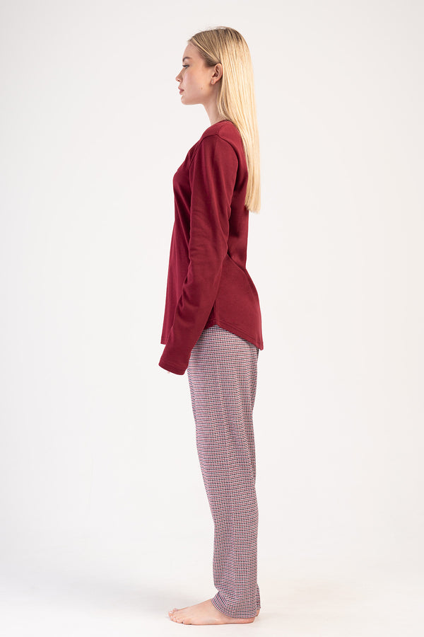 KADIN INTERLOK XXL UZUN KOL PIJAMA TAKIM 403360 - Vienetta1.GrupBORDO