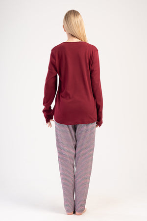 KADIN INTERLOK XXL UZUN KOL PIJAMA TAKIM 403360 - Vienetta1.GrupBORDO