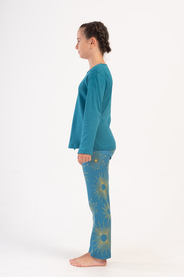 Kids' Girl Interlock Silver Pine Pyjama Set