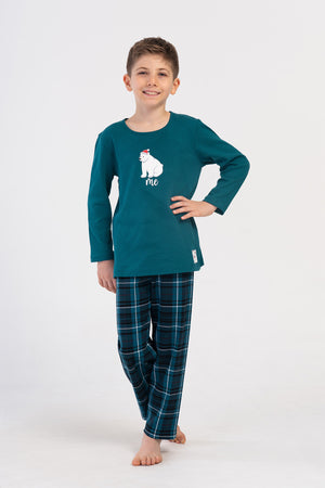 Kids' Boy Emerald Supreme O Neck Long Sleeve Pyjama Set