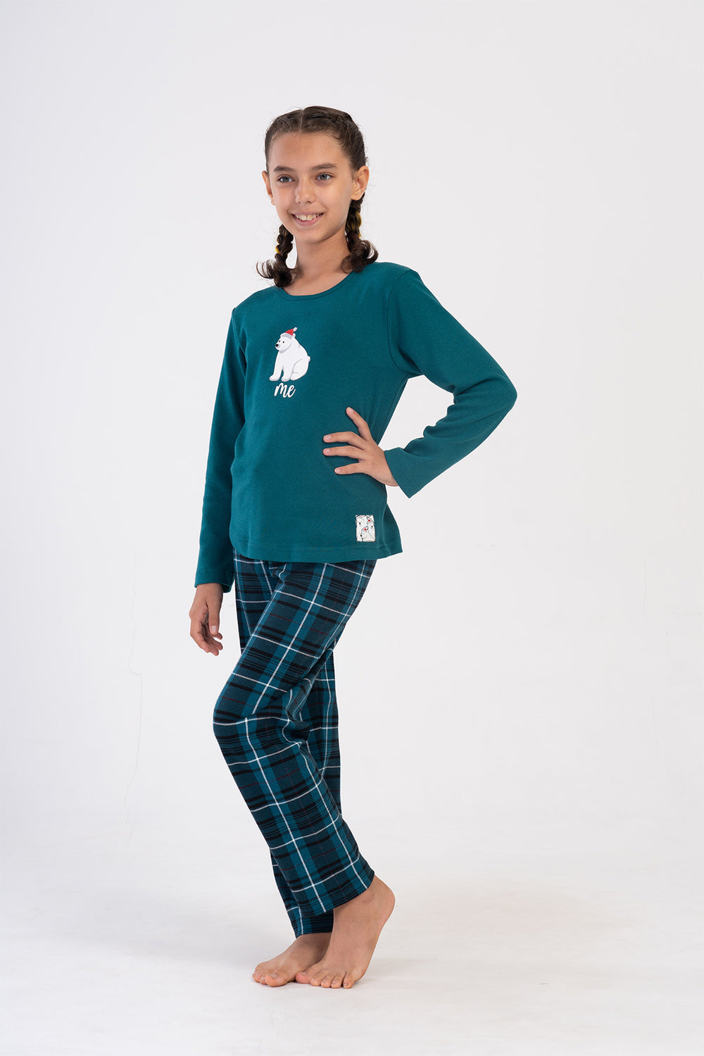 Kids' Girl Interlock Emerald Christmas Pyjama Set