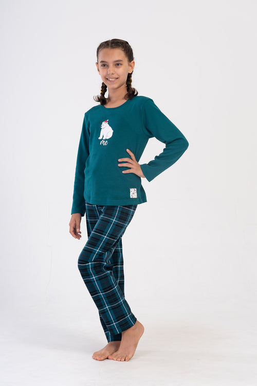 Kids' Girl Interlock Emerald Christmas Pyjama Set