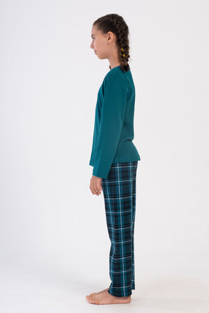 Kids' Girl Interlock Emerald Christmas Pyjama Set