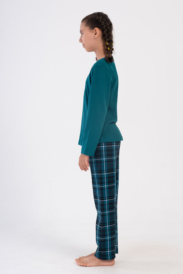 Kids' Girl Interlock Emerald Christmas Pyjama Set