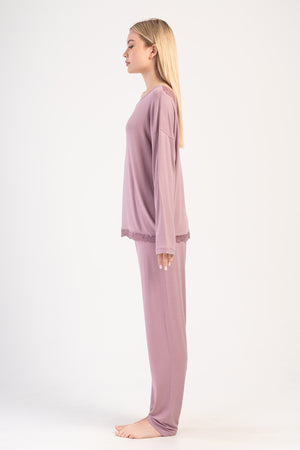 Woman Lycra Viscon Wide Collar Niva Pyjama Set