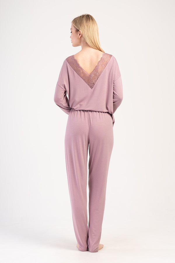 Woman Lycra Viscon Wide Collar Niva Pyjama Set