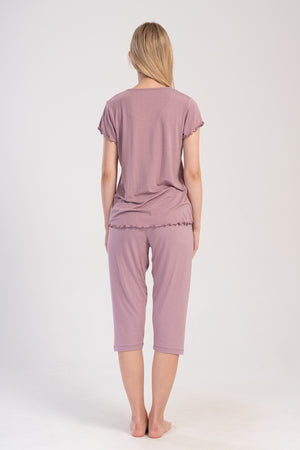 Woman Pink Lycra Viscon Big Size Capri Set